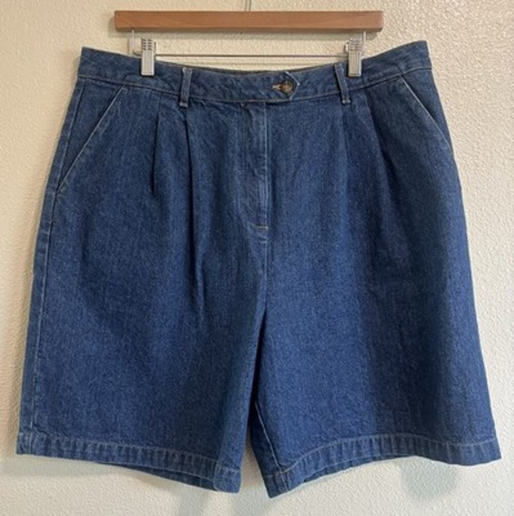 Vintage Jeans Denim Shorts Blue 90's Pleated High Rise Mom Jorts Women's size 16